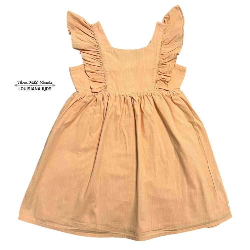 RuffleButts 5Y Peach Ruffle Dress
